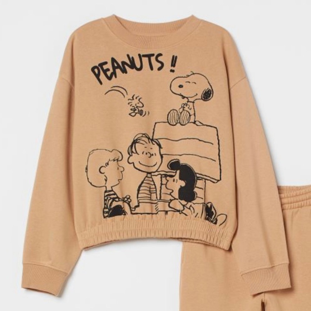 H&M Peanuts Snoopy Charlie Brown Cropped Sweatshirt Girls size 8-10